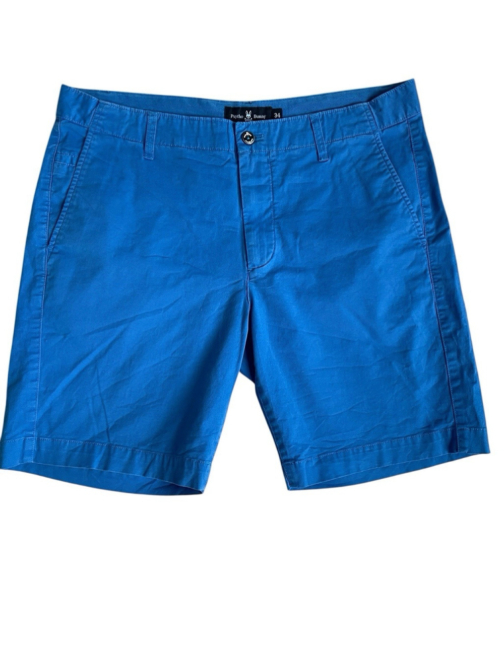 Psycho Bunny Diego Chino Shorts Mens 34 Blue Cotton Stretch Flat Front Logo
